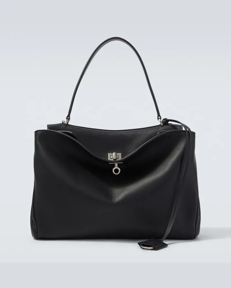 Balenciaga Tote Bag Rodeo Medium aus Leder Schwarz