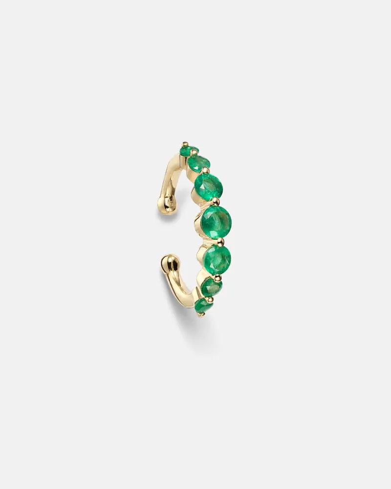 SHAY Einzelner Ear Cuff Gradual Round aus 18kt Gelbgold mit Smaragden Gold