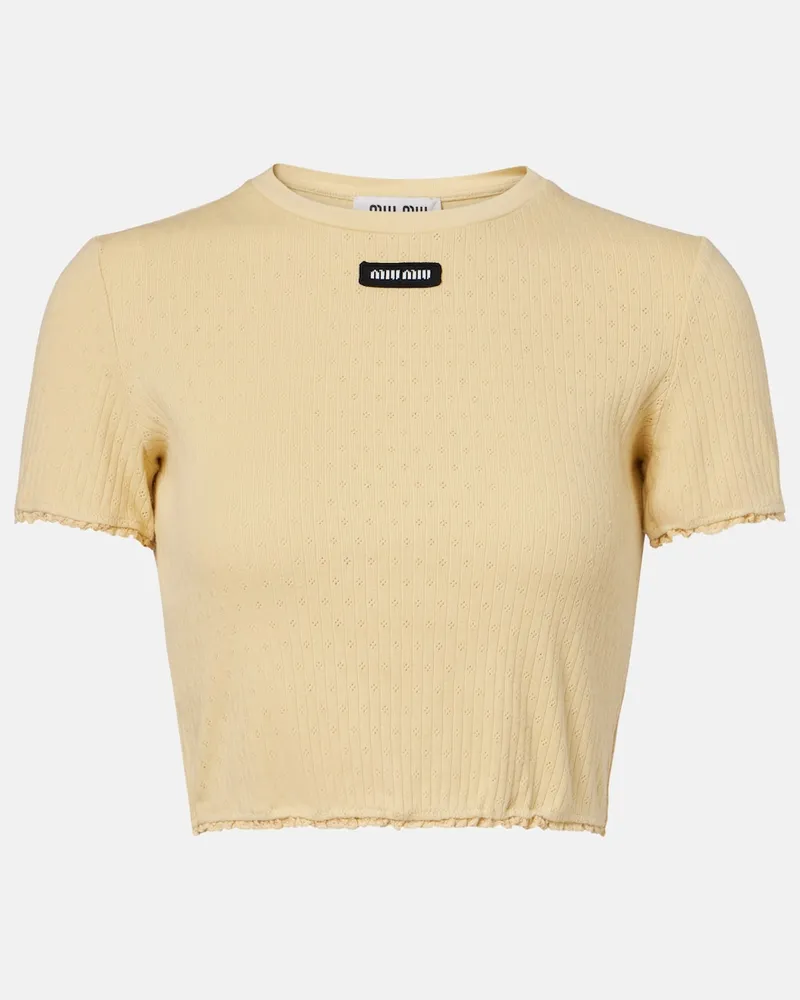 Miu Miu Cropped-Top aus Baumwolle Gelb