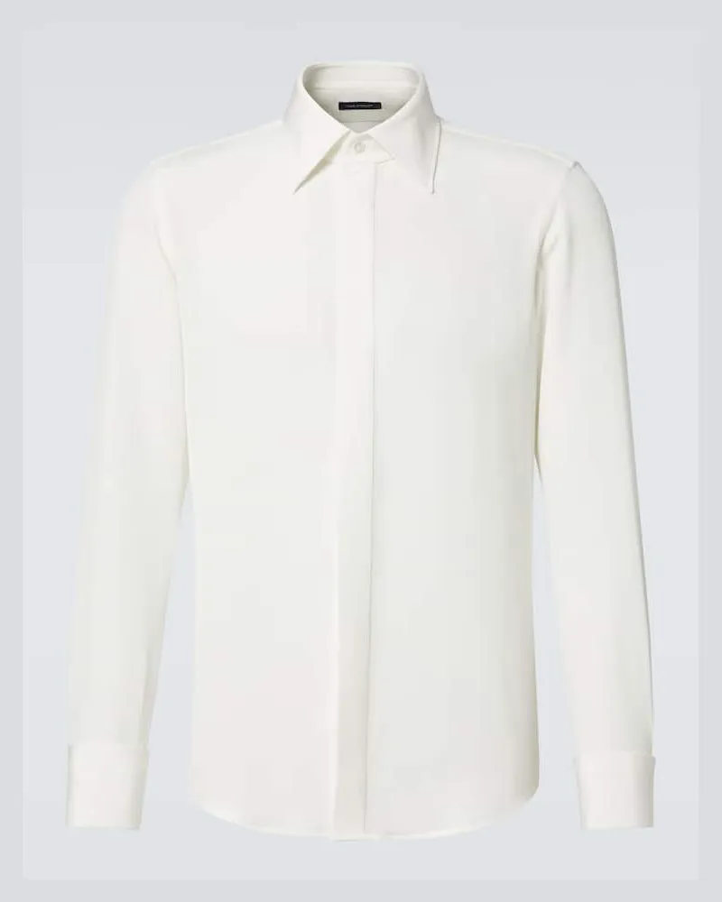 Thom Sweeney Hemd aus Seide Weiß