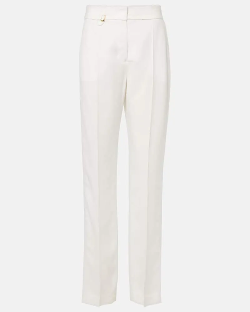 Jacquemus Schmale High-Rise-Hose Tibau aus Canvas Weiß