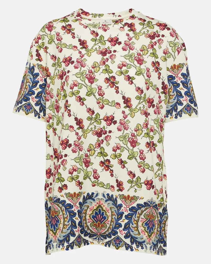 Etro Bedrucktes T-Shirt aus Baumwolle Weiß