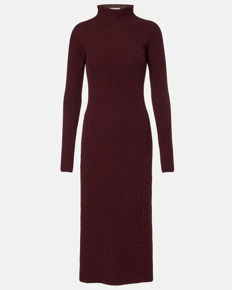 Max Mara Midikleid Zelanda aus Wolle und Kaschmir Burgunderrot