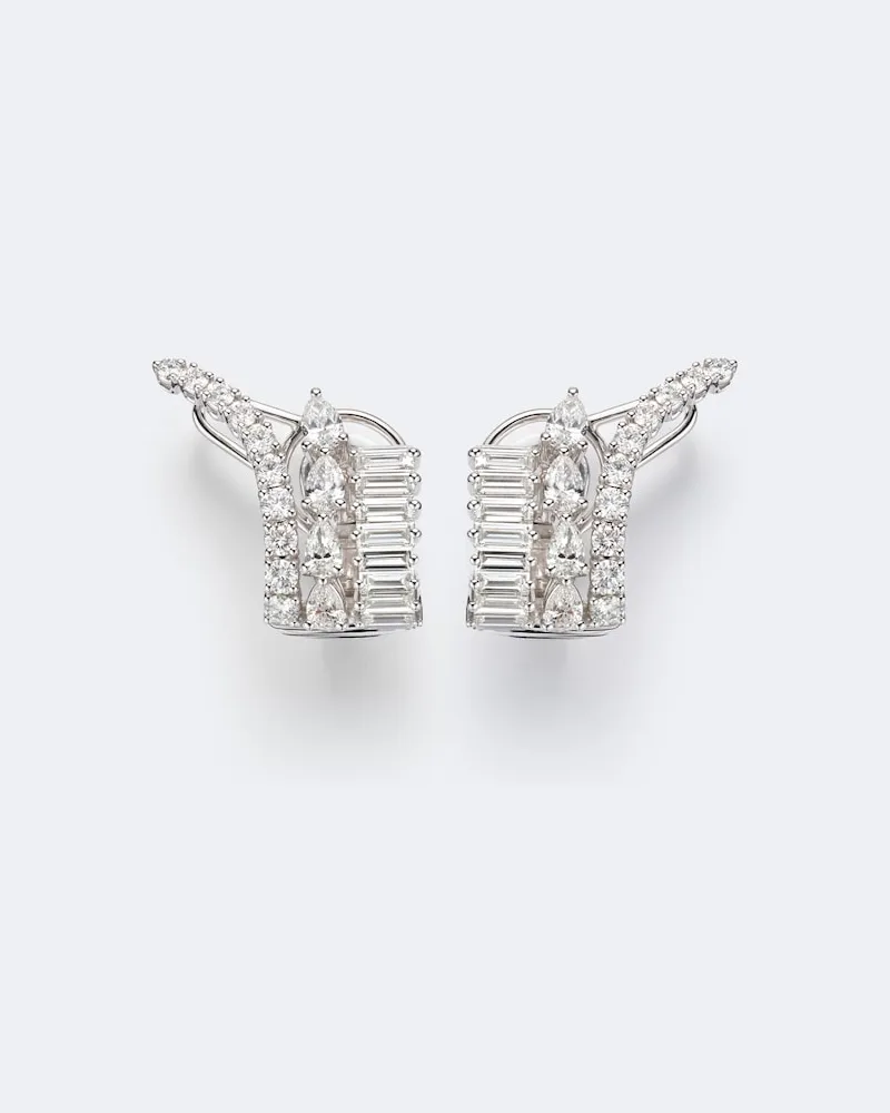 YEPREM Clip-Ohrringe Y-Couture aus 18kt Weißgold mit Diamanten Silber