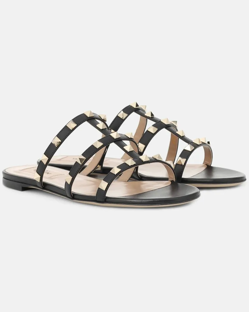 Valentino Garavani Sandalen Rockstud aus Leder Schwarz