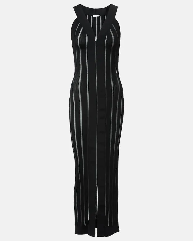 Nensi Dojaka Maxikleid aus Rippstrick Schwarz