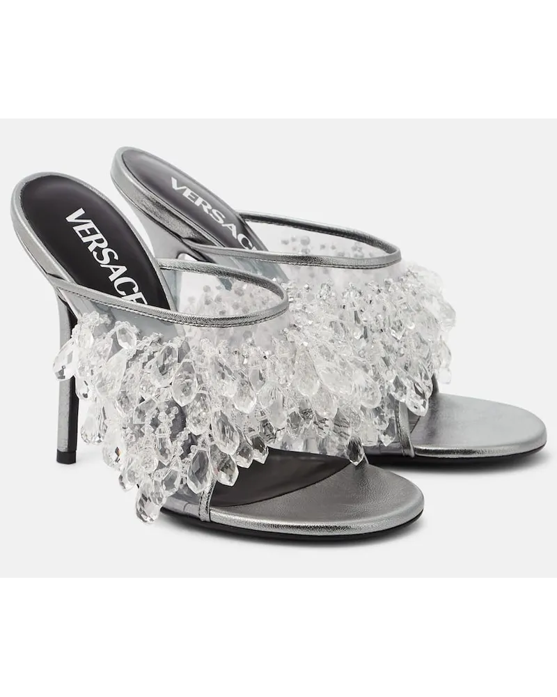 Versace Verzierte Pantoletten Silber