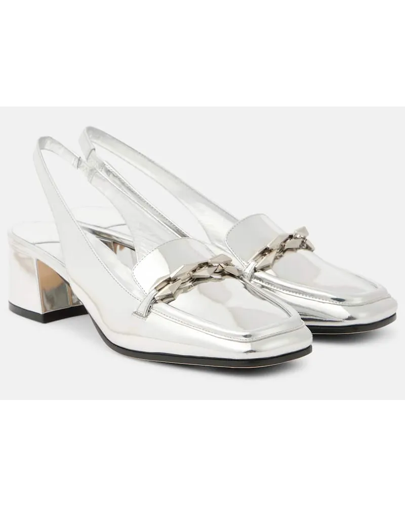 Jimmy Choo Slingback-Pumps Diamond Tilda 45 aus Metallic-Leder Silber