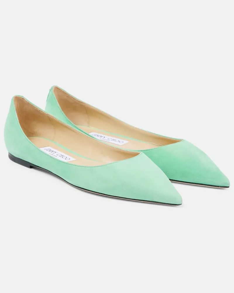 Jimmy Choo Ballerinas Love aus Veloursleder Grün