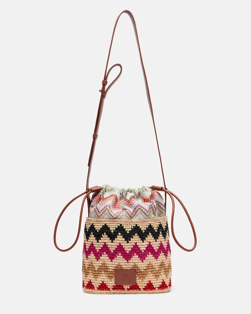 Missoni Bucket Bag Medium aus Raffiabast Multicolor