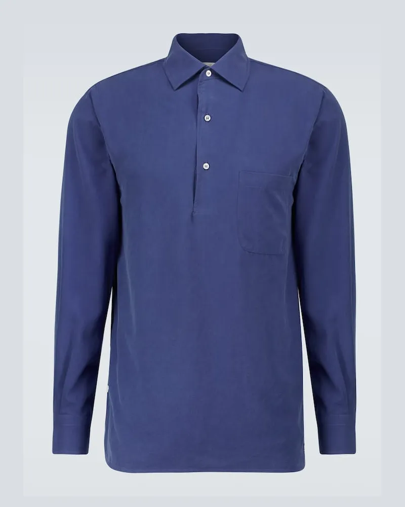 Loro Piana Hemd André aus Seide Blau