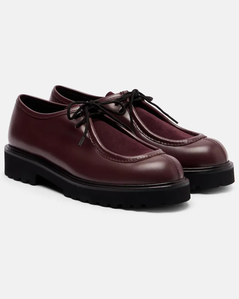 Max Mara Loafers Track aus Leder mit Veloursleder Burgund