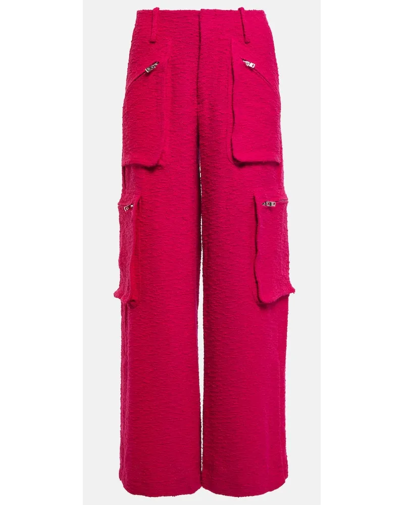 Amiri High-Rise Cargohose aus Boucle Pink