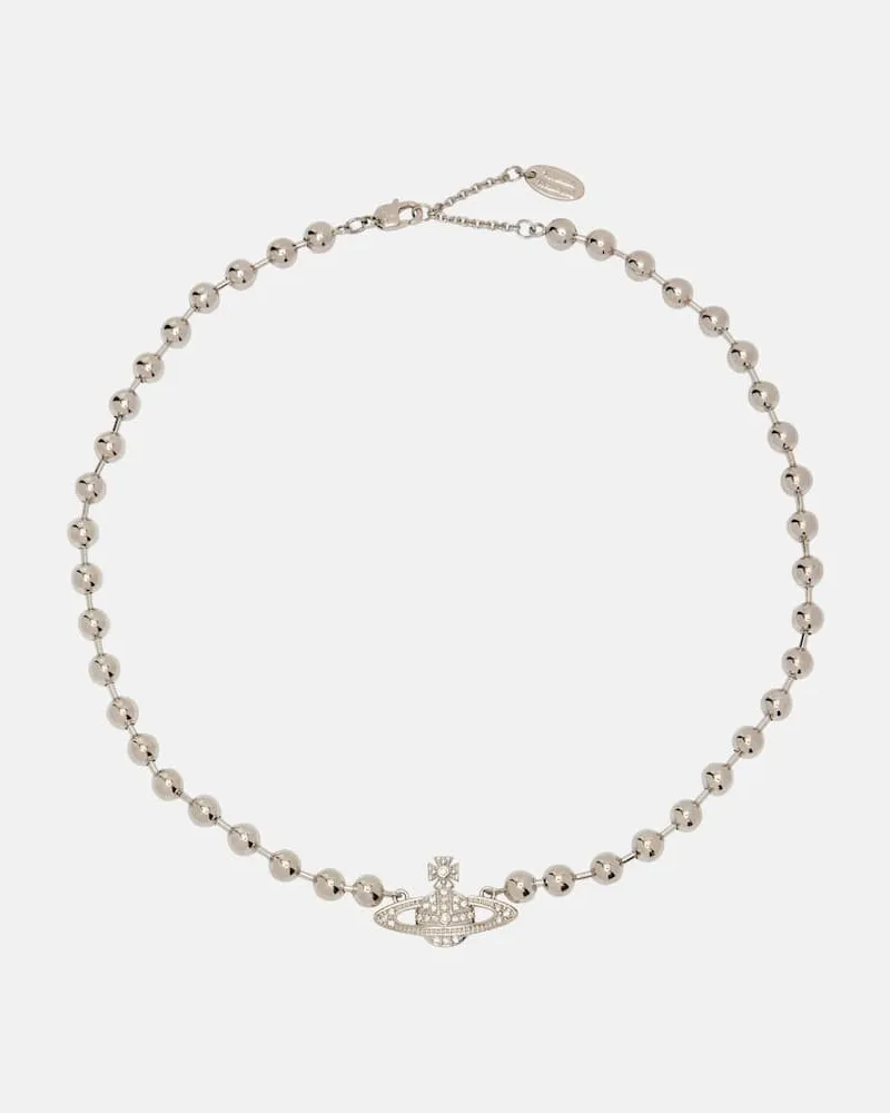 Vivienne Westwood Choker Thames Mini mit Kristallen Silber