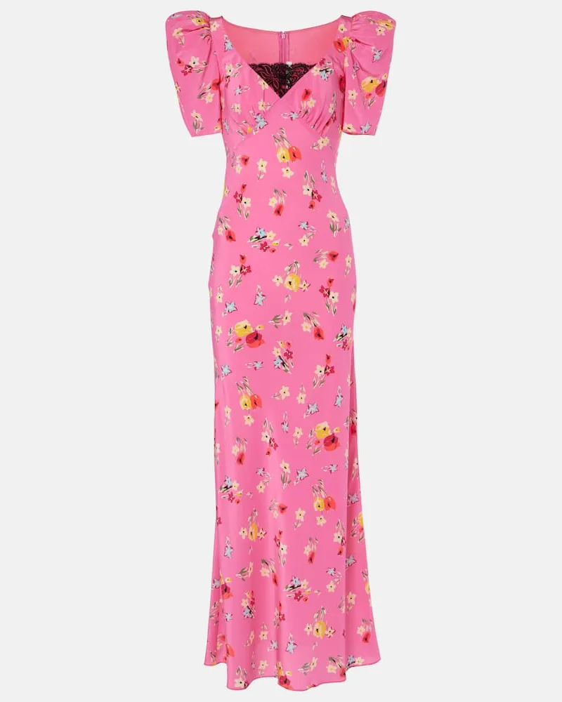 Rodarte Maxikleid aus Seide mit Spitze Rosa