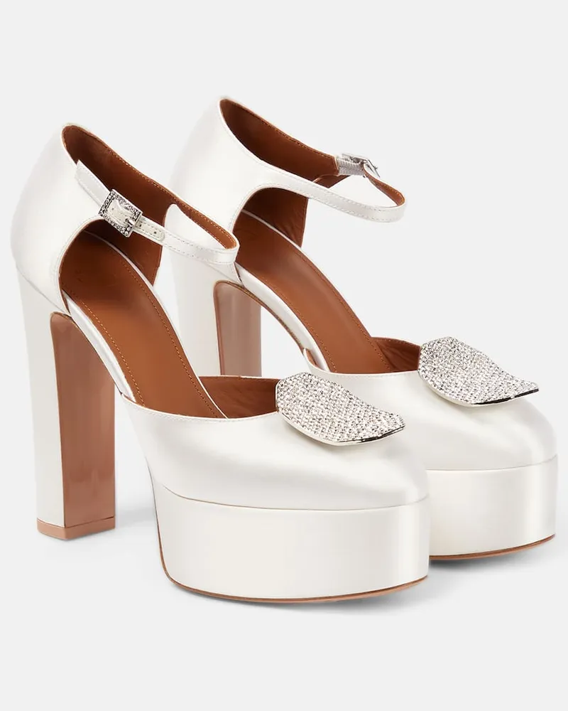 Malone Souliers Plateau-Pumps Terra aus Satin Weiß