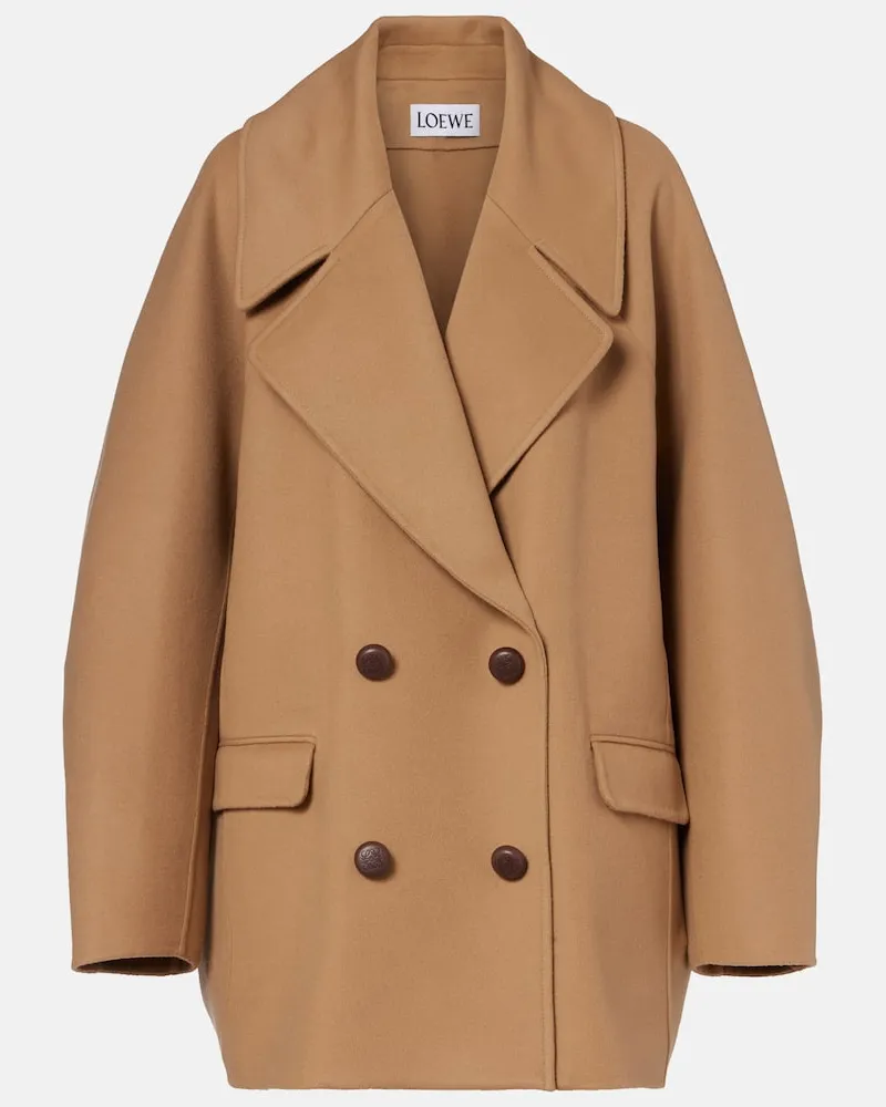 Loewe Oversize-Cabanjacke aus Wolle Beige