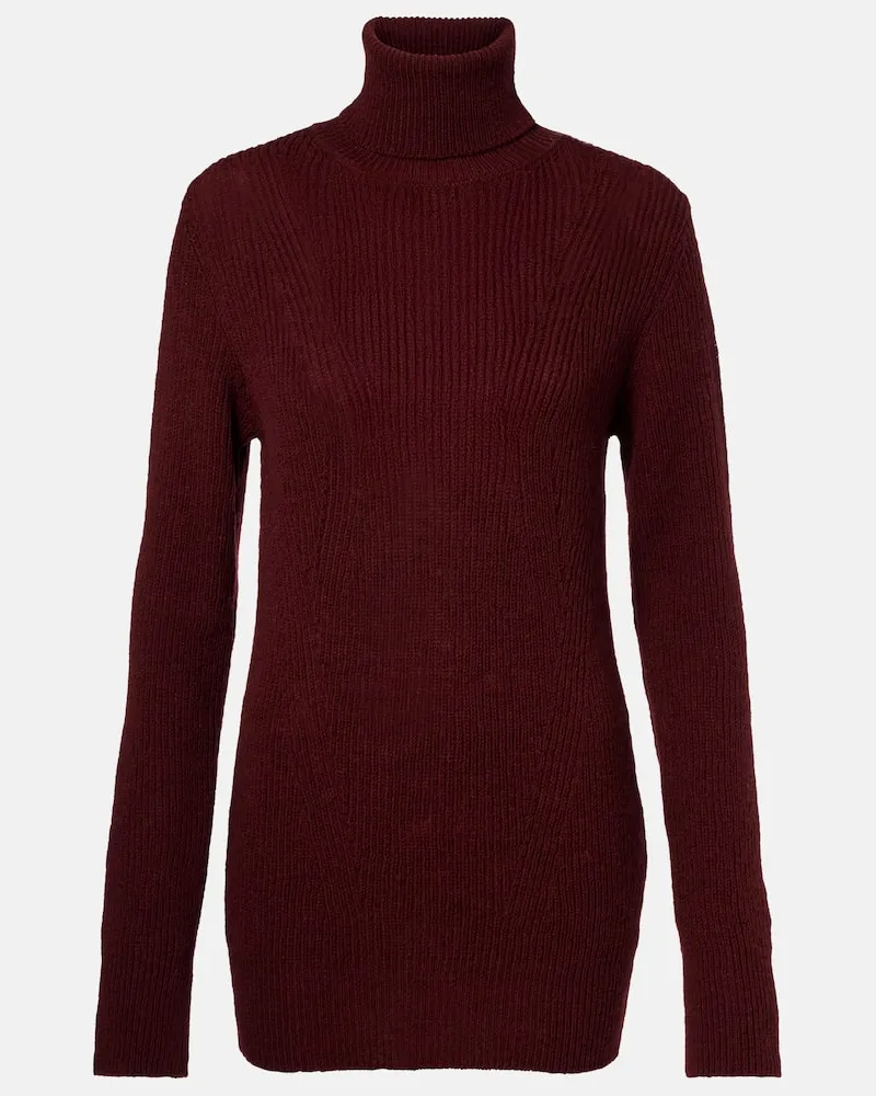 Dries van Noten Rollkragenpullover aus Rippstrick Burgund