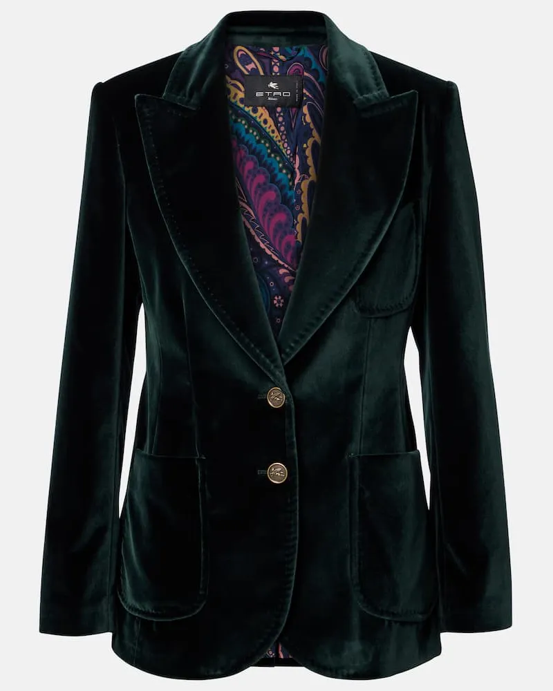 Etro Blazer aus Baumwollsamt Grün