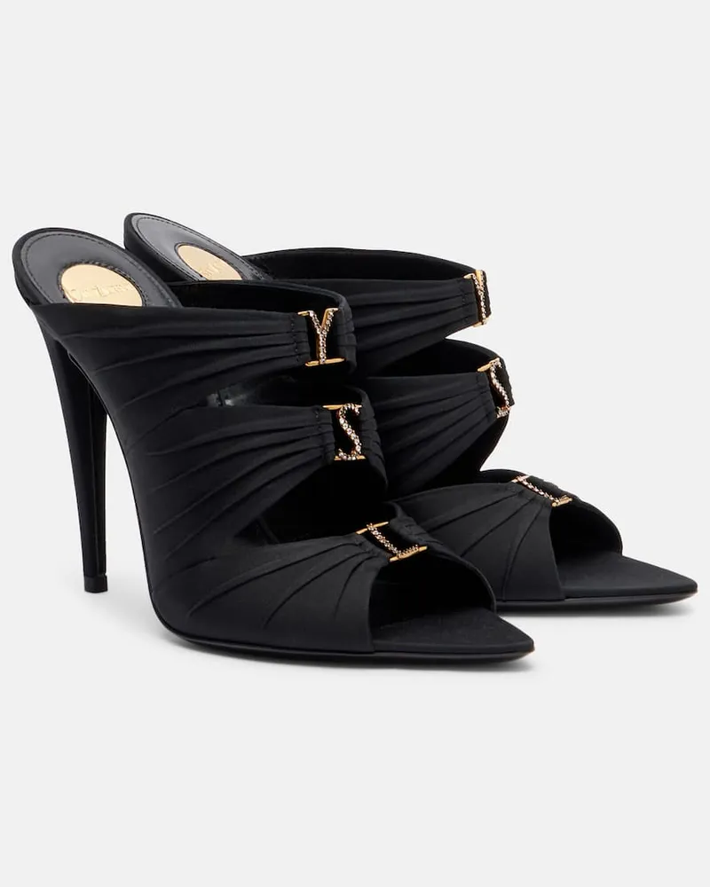 Saint Laurent Sandalen Emilie 110 aus Satin Schwarz