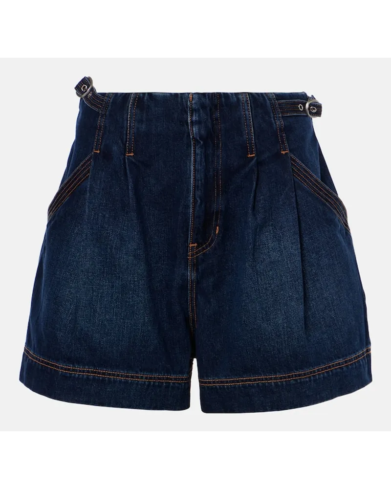 Veronica Beard High-Rise Jeansshorts Jaffe Blau