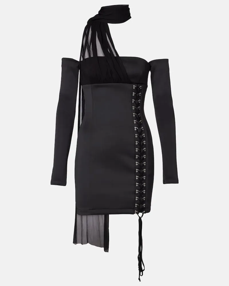 Blumarine Off-Shoulder-Minikleid Scuba Schwarz