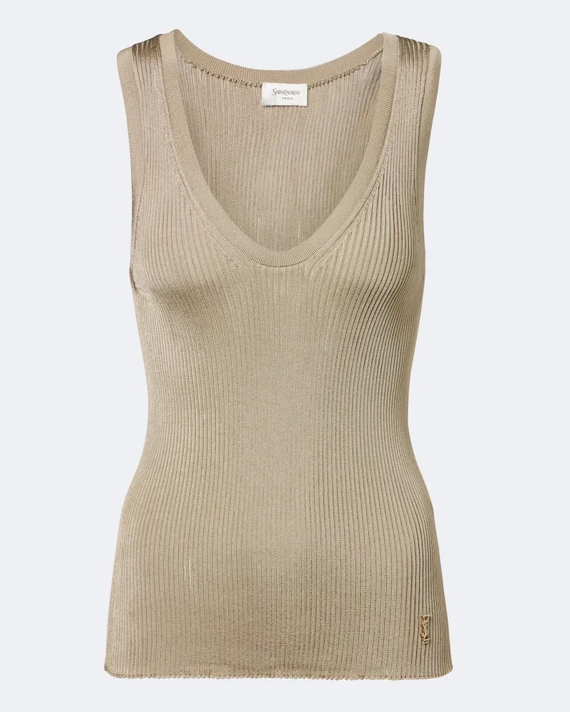 Saint Laurent Tanktop  Cassandre aus Rippstrick Beige