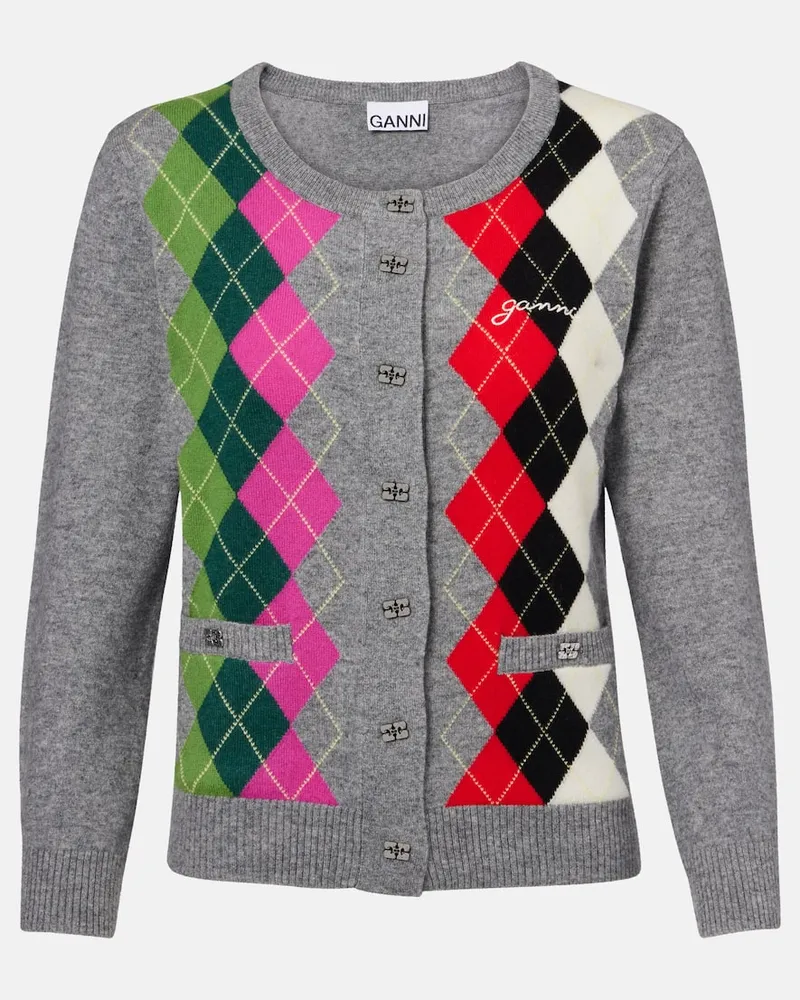 Ganni Cardigan aus Wolle und Kaschmir Grau