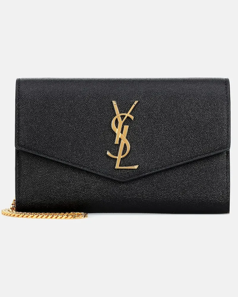 Saint Laurent Portemonnaie mit Kettenriemen Uptown aus Leder Schwarz