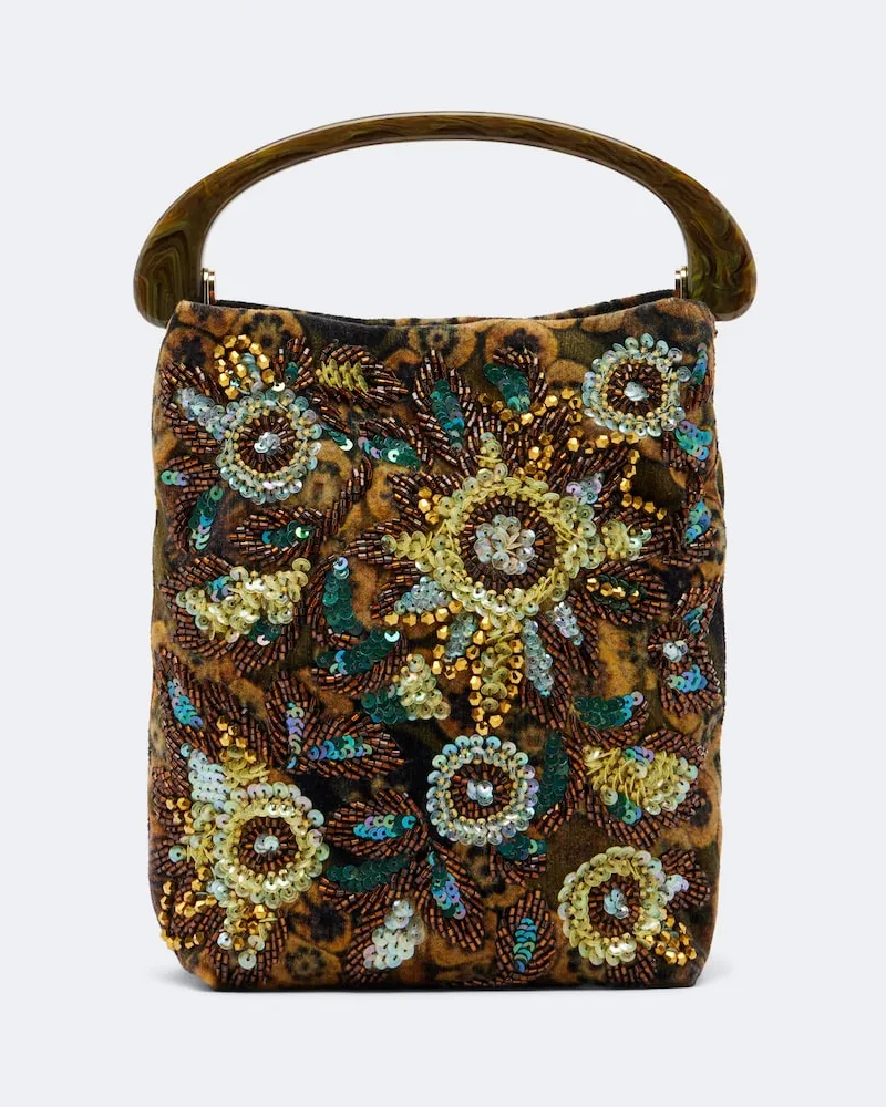 Dries van Noten Verzierte Henkeltasche aus Jacquard Multicolor