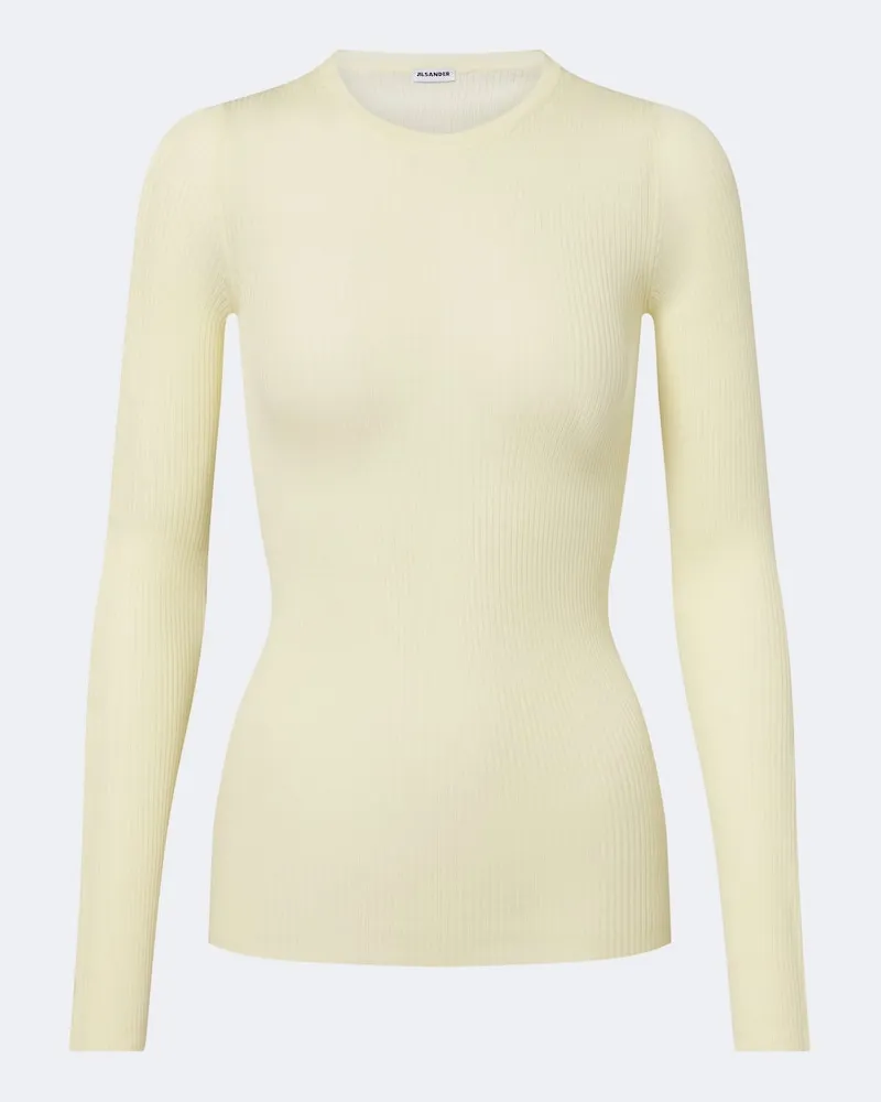 Jil Sander Gerippter Pullover aus Wolle Gelb