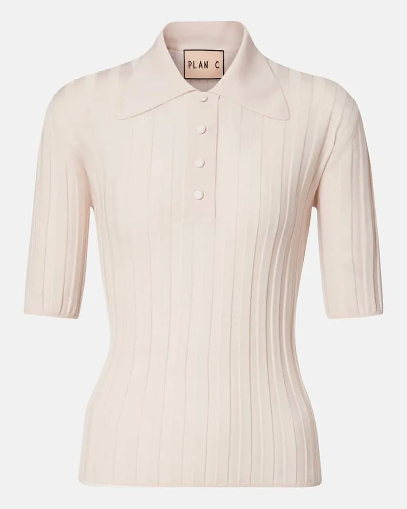 PLAN C Polohemd aus Wolle Rosa