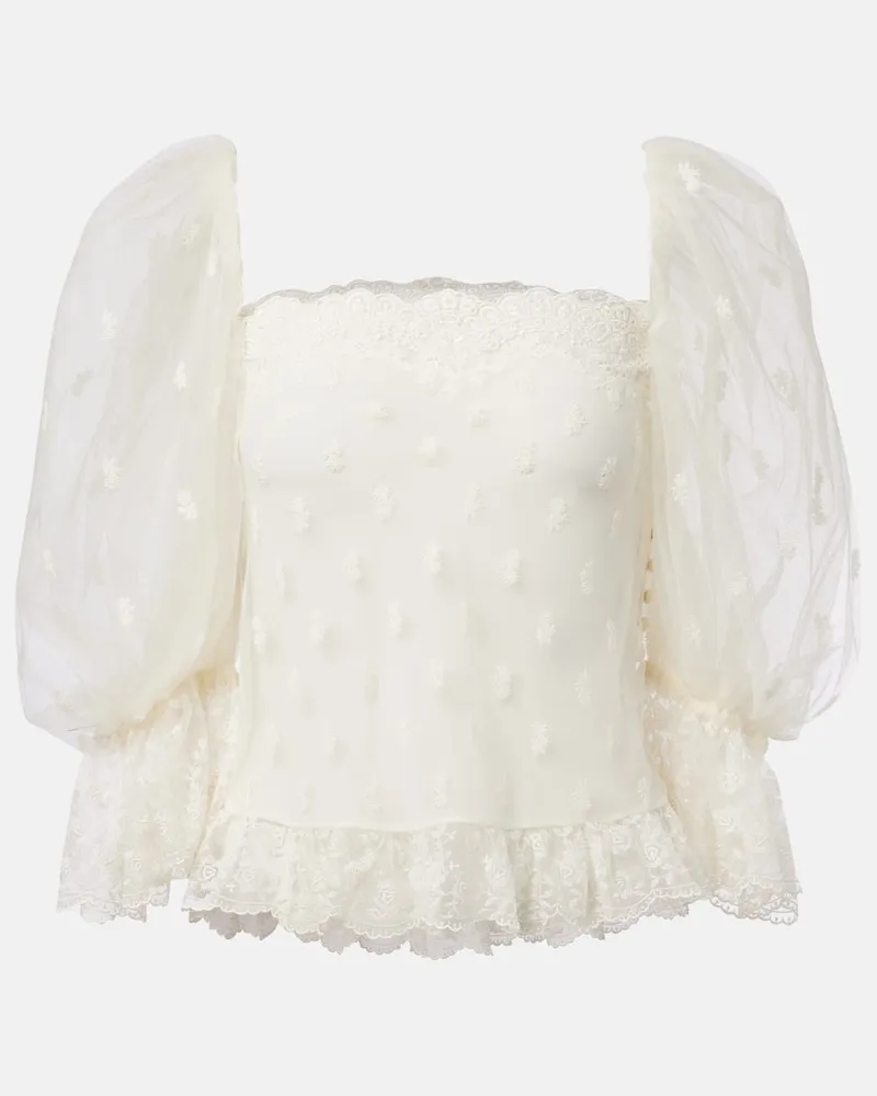 Chloé Chloé Bestickte Bluse aus Spitze Weiß