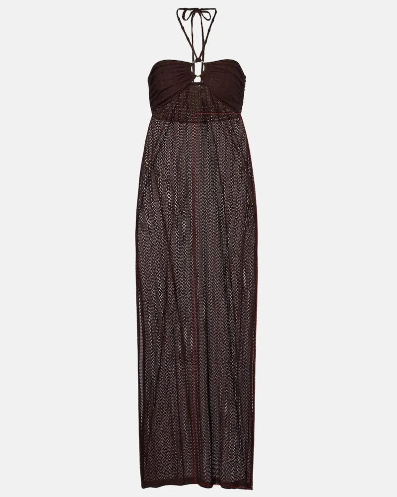 Melissa Odabash Maxikleid Harriet aus Häkelstrick Braun