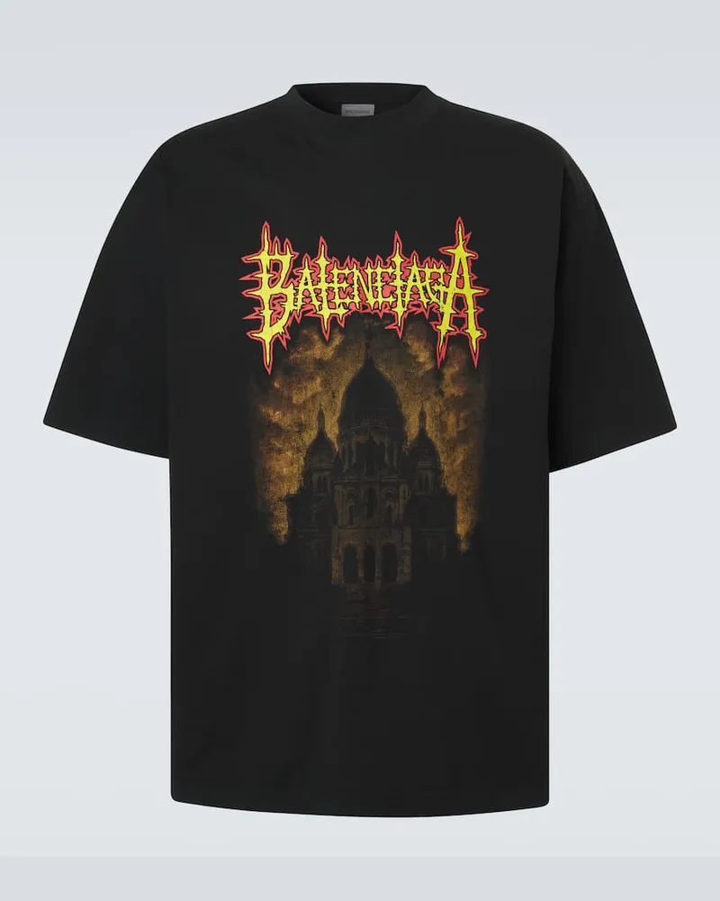 Balenciaga Bedrucktes T-Shirt aus Baumwoll-Jersey Multicolor