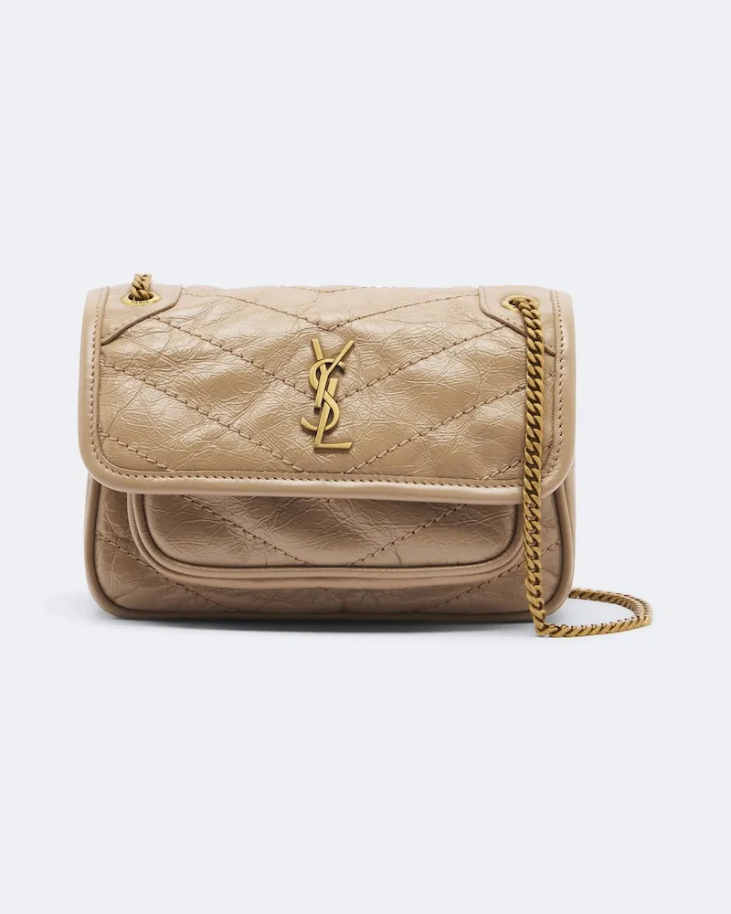 Saint Laurent Schultertasche Niki Mini aus Leder Beige
