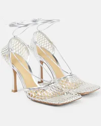 Bottega Veneta Pumps Stretch aus Mesh und Metallic-Leder Silber