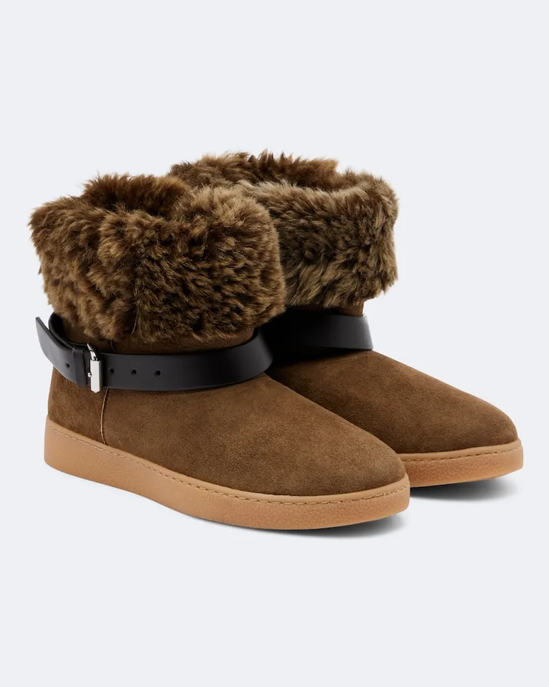 Isabel Marant Ankle Boots Nolyz aus Veloursleder mit Shearling Braun