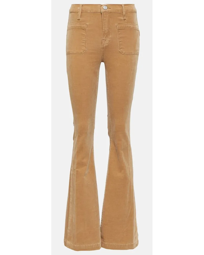 Frame Denim Mid-Rise Flared Jeans Le Bardot aus Cord Beige