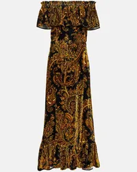 Etro Maxikleid aus Samt Multicolor