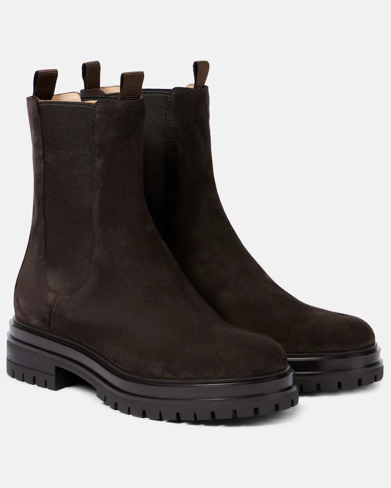 Gianvito Rossi Chelsea Boots Chester aus Veloursleder Braun