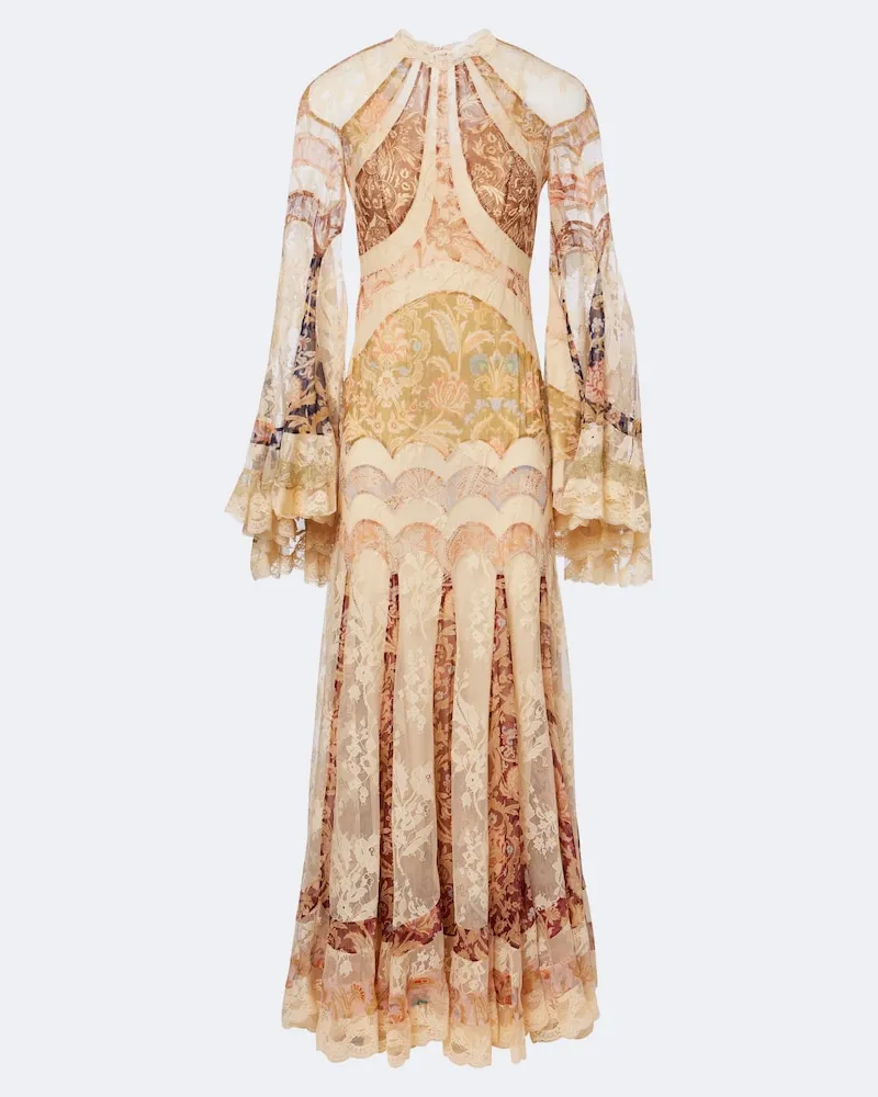 Zimmermann Robe Valiant aus Seide mit Spitze Beige
