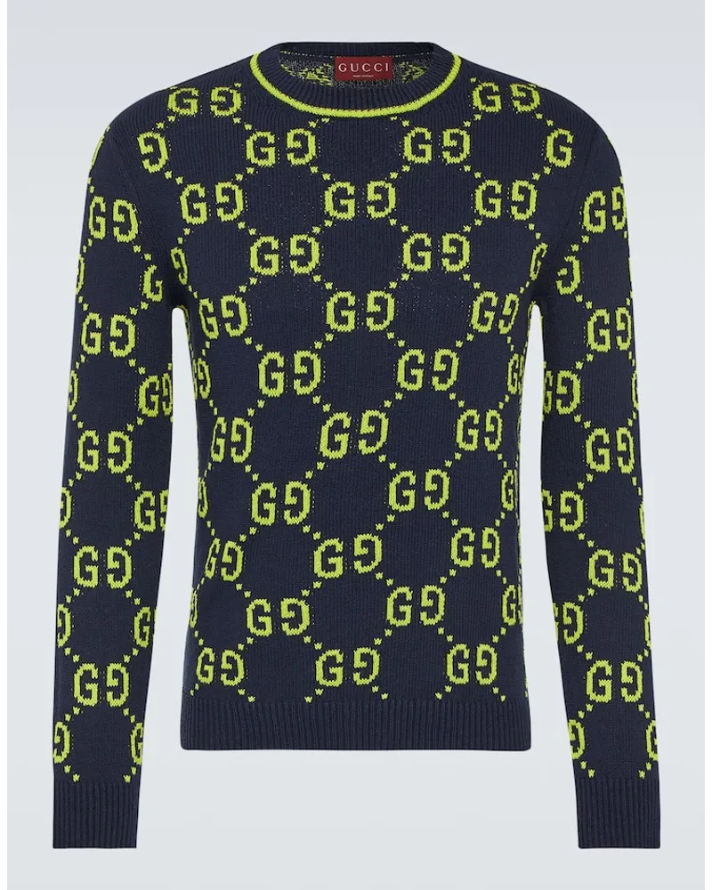 Gucci Pullover GG aus Jacquard Blau