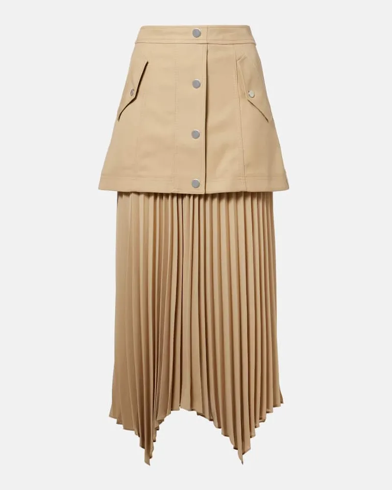 Veronica Beard Midirock Patricka aus Baumwolle Beige