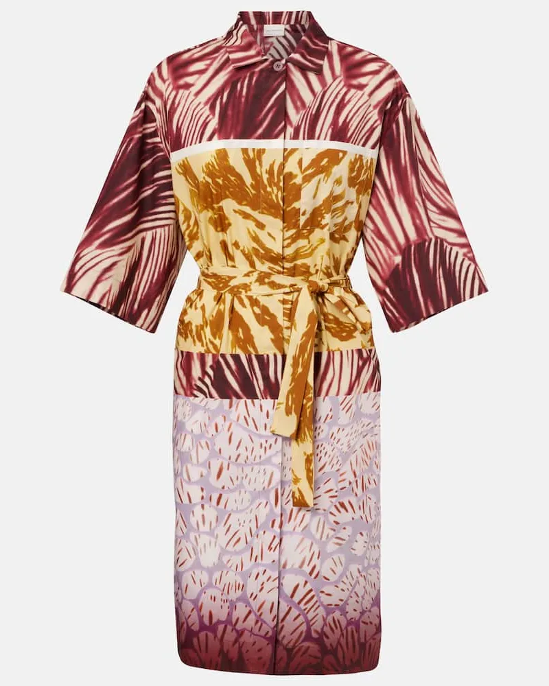 Dries van Noten Hemdblusenkleid aus Baumwollpopeline Multicolor