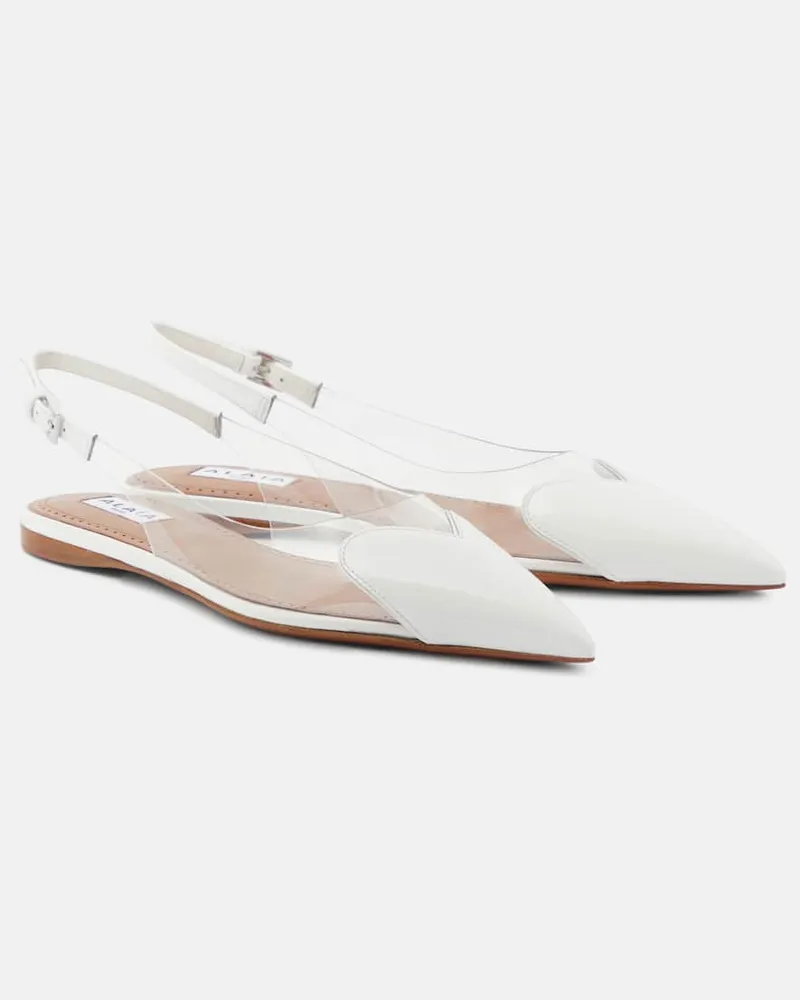 Alaïa Alaïa Slingback-Ballerinas Le Cœur mit Lackleder Weiß