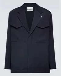 Jil Sander Jacke aus Woll-Gabardine Blau