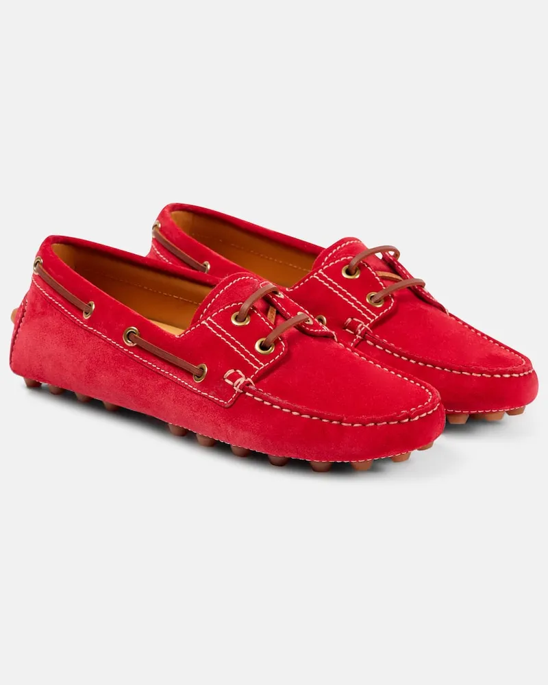 TOD'S Segelschuhe Gommino Bubble aus Veloursleder Rot