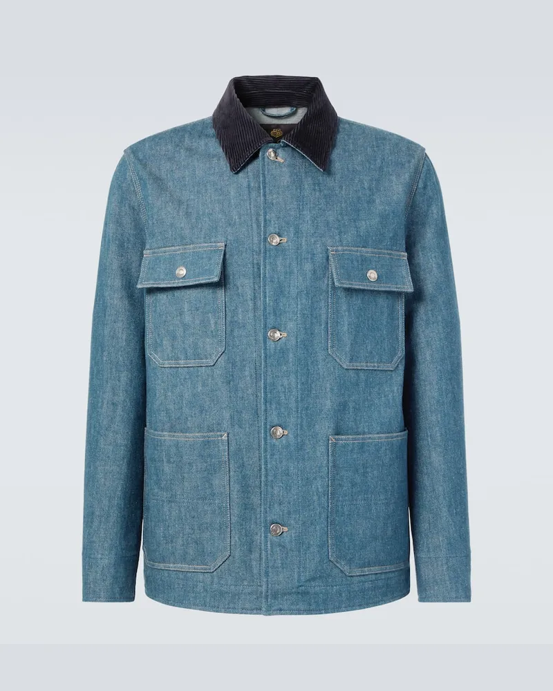 Loro Piana Jeansjacke Conley mit Cord Blau