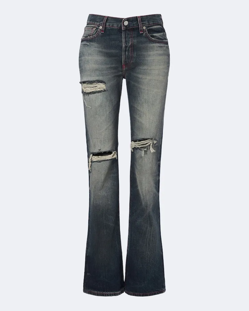 Acne Studios Re-Edition Distressed Bootcut-Jeans Blau